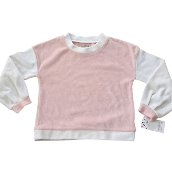 NWT Harper Canyon Girls Pink Velvet Velour Pullover Top Size 4 - Picture 1 of 8